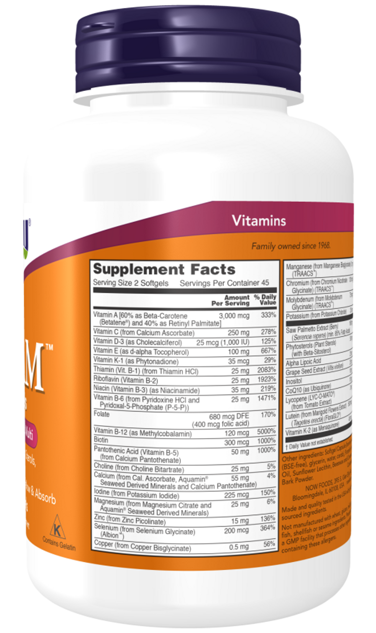 Adam Male Multi - 180 Softgels | NOW Brand Vitamins and Supplements