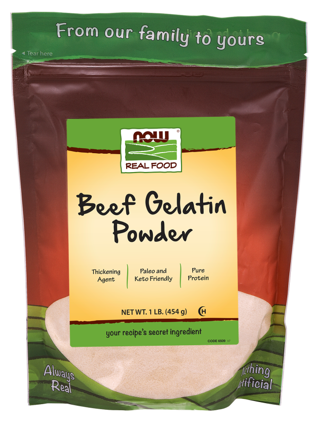 Beef Gelatin Natural Powder 1 lb. NOW Brand Vitamins and Supplements