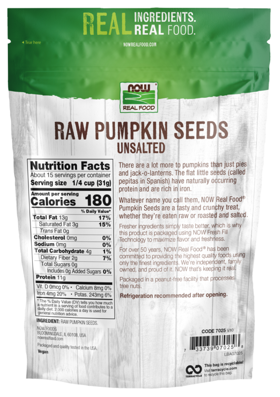 Raw Pumpkin Seeds 1 lb. NOW Brand Vitamins and Supplements