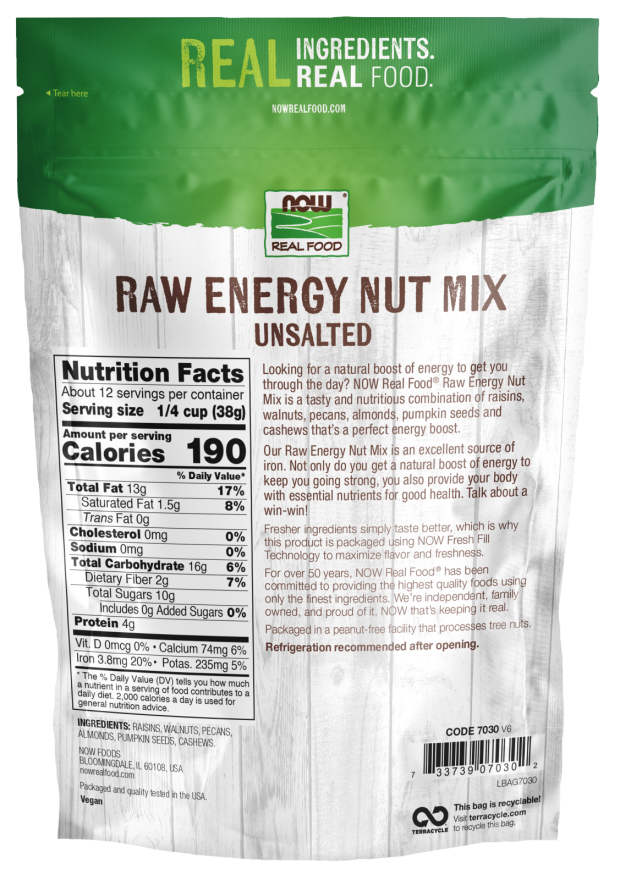 Raw Energy Nut Mix 1 lb. NOW Brand Vitamins and Supplements