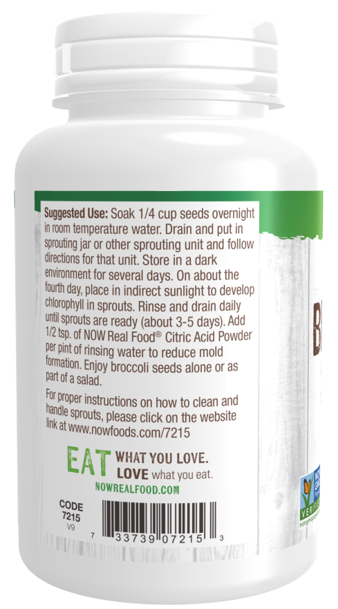 Broccoli Seeds Sprout 4 oz. NOW Brand Vitamins and Supplements
