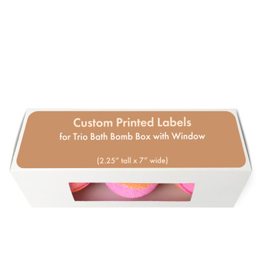 2.25" Tall x 7" Wide Custom Labels for Trio Bath Bomb Box 2.25" Tall x 7" Wide Custom Labels for Trio Bath Bomb Box