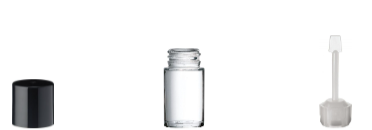 Clear Glass Cylinder Bottle with Black Spatula Cap