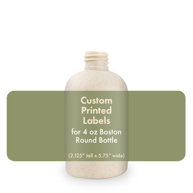 Custom Labels for 4oz. Boston Round Bottles - (2.125" Tall x 5.75" Wide) - Bulk Apothecary