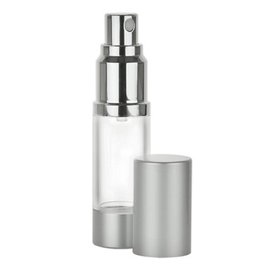 Clear Cylinder Round Airless Bottles with Aluminum Finish SPRAYER Clear Cylinder Round Airless Bottles with Aluminum Finish SPRAYER