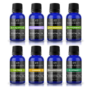Radha Beauty AROMATHERAPY TOP 8 ESSENTIAL OIL SET - Bulk Apothecary