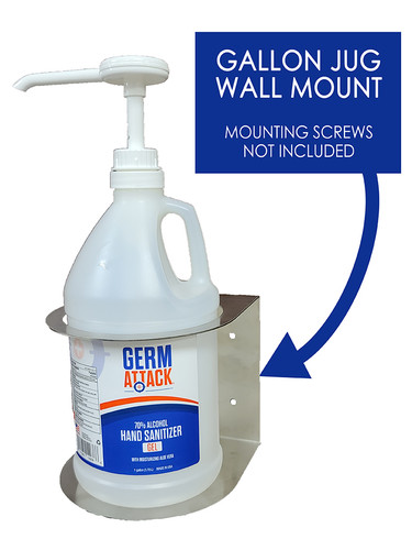 Stainless Steel Gallon Jug Wall Mount (mounting screws, jug and pump not included) - Bulk Apothecary