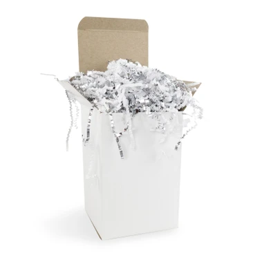 Metallic Blend Silver and White Crinkle Paper - Bulk Apothecary