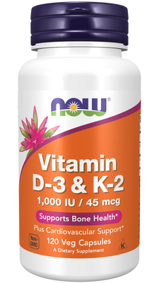 Vitamin D-3 & K-2 120 Veg Capsules - Bulk Apothecary