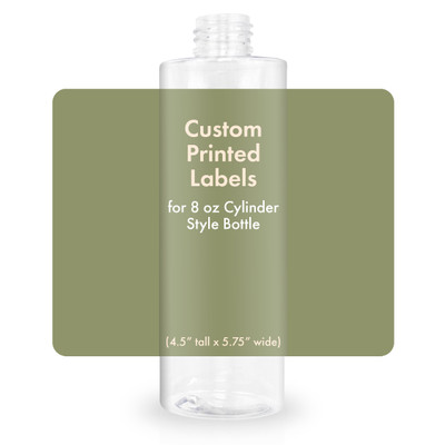 Custom Labels for 8oz. Cylinder Style Bottles - (4.5" Tall x 5.75" Wide) - Bulk Apothecary