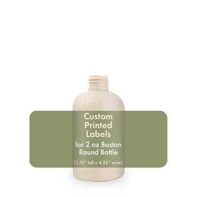 Custom Labels for 2oz. Boston Round Bottles - (1.75" Tall x 4.25" Wide) - Bulk Apothecary