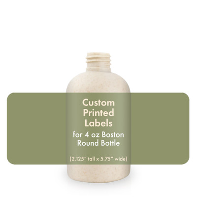 Custom Labels for 4oz. Boston Round Bottles - (2.125" Tall x 5.75" Wide) - Bulk Apothecary