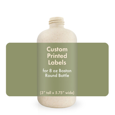Custom Labels for 8oz. Boston Round Bottles - (3" Tall x 5.75" Wide) - Bulk Apothecary