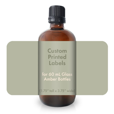 Custom Labels for 60ml Glass Amber Bottles - (1.75" Tall x 3.75" Wide) - Bulk Apothecary