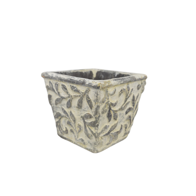 Embossed Square Clay Pot - Bulk Apothecary
