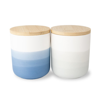 12 oz Layered Ceramic Candle Jar with Bamboo Lid