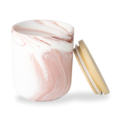 12 oz Marbled Ceramic Candle Jar with Bamboo Lid