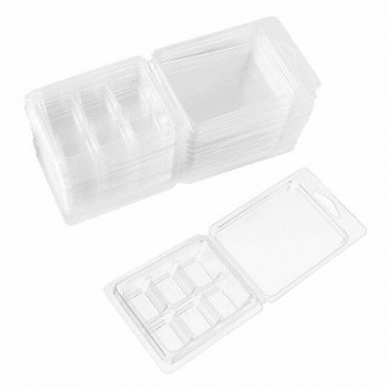 100 Pack Wax Melt Containers with 6 Cavity Clear Plastic Wax Melt Clamshell  f