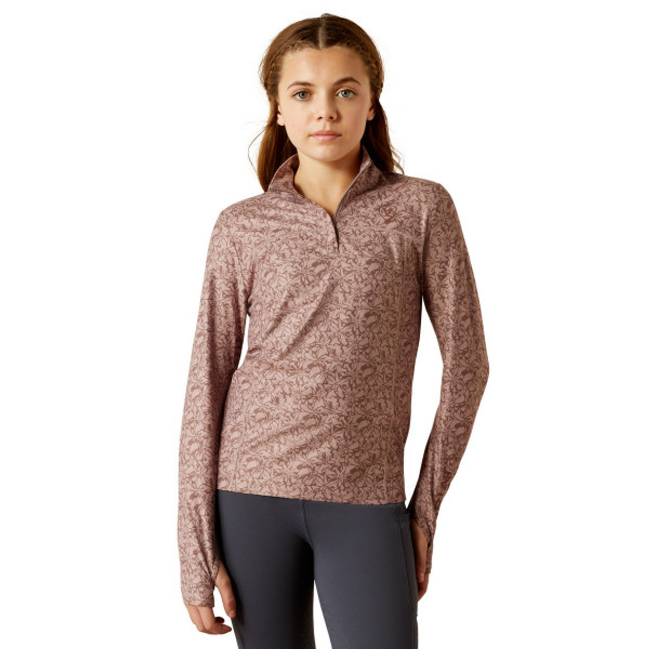 Ariat Ladies Sunstopper 2.0 1/4 Zip Baselayer - Hedge Green Doodle