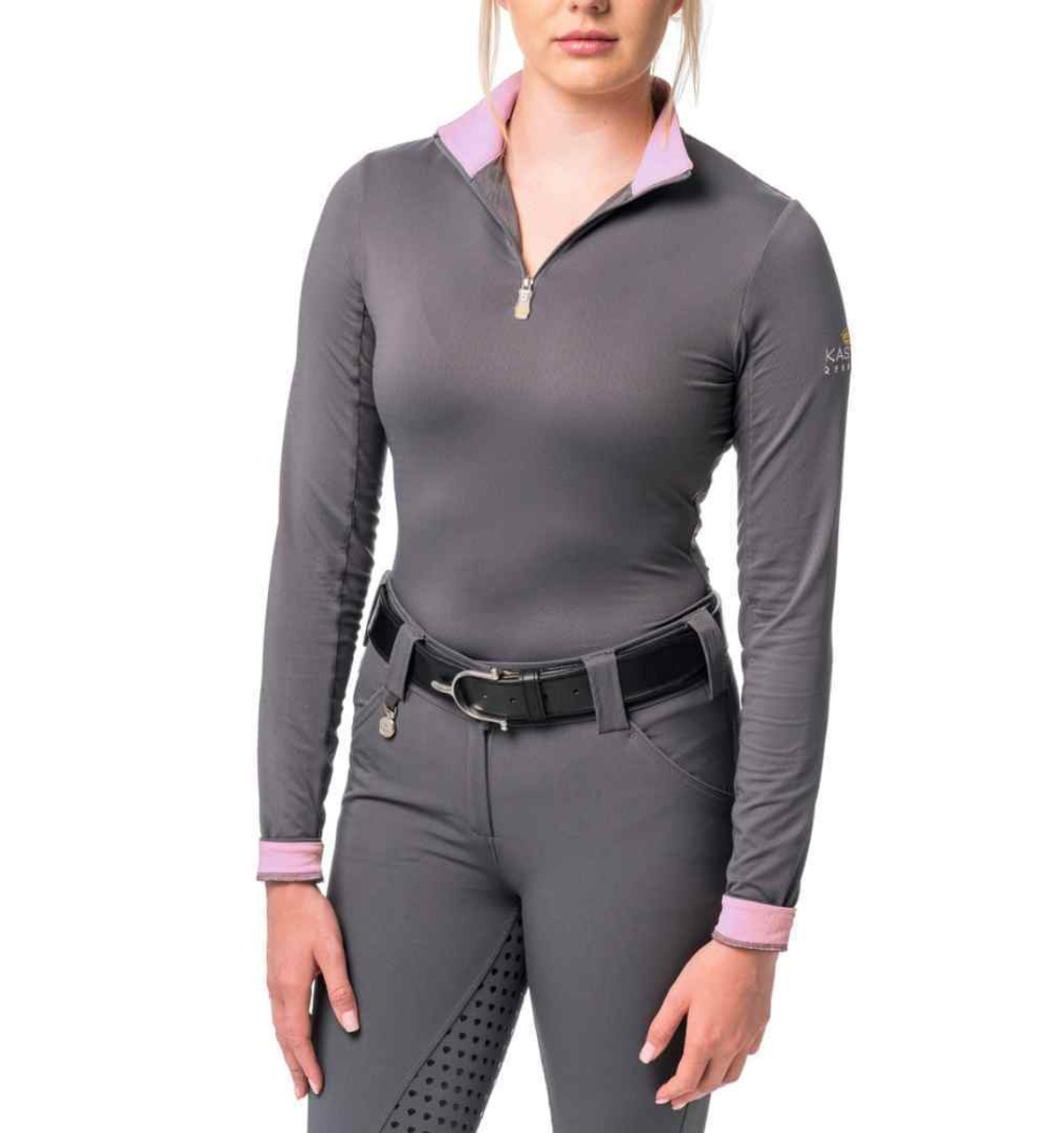 Short Sleeve Solid 1/2 Zip Shirt - Light Blue