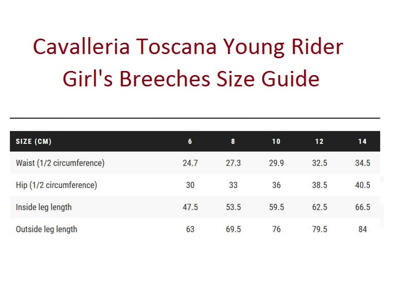 Cavalleria Toscana Sizing Chart