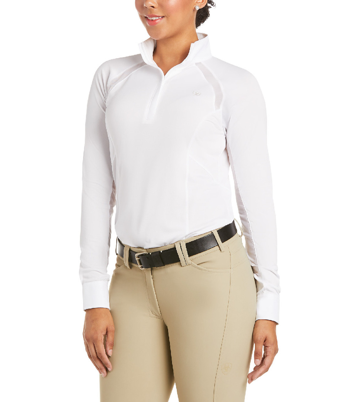 Ariat Sunstopper Ladies Long Sleeve Quarter Zip Top White 