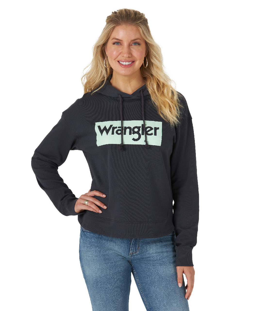 Wrangler Curved Hem Hoodie- Ladies Western Tops