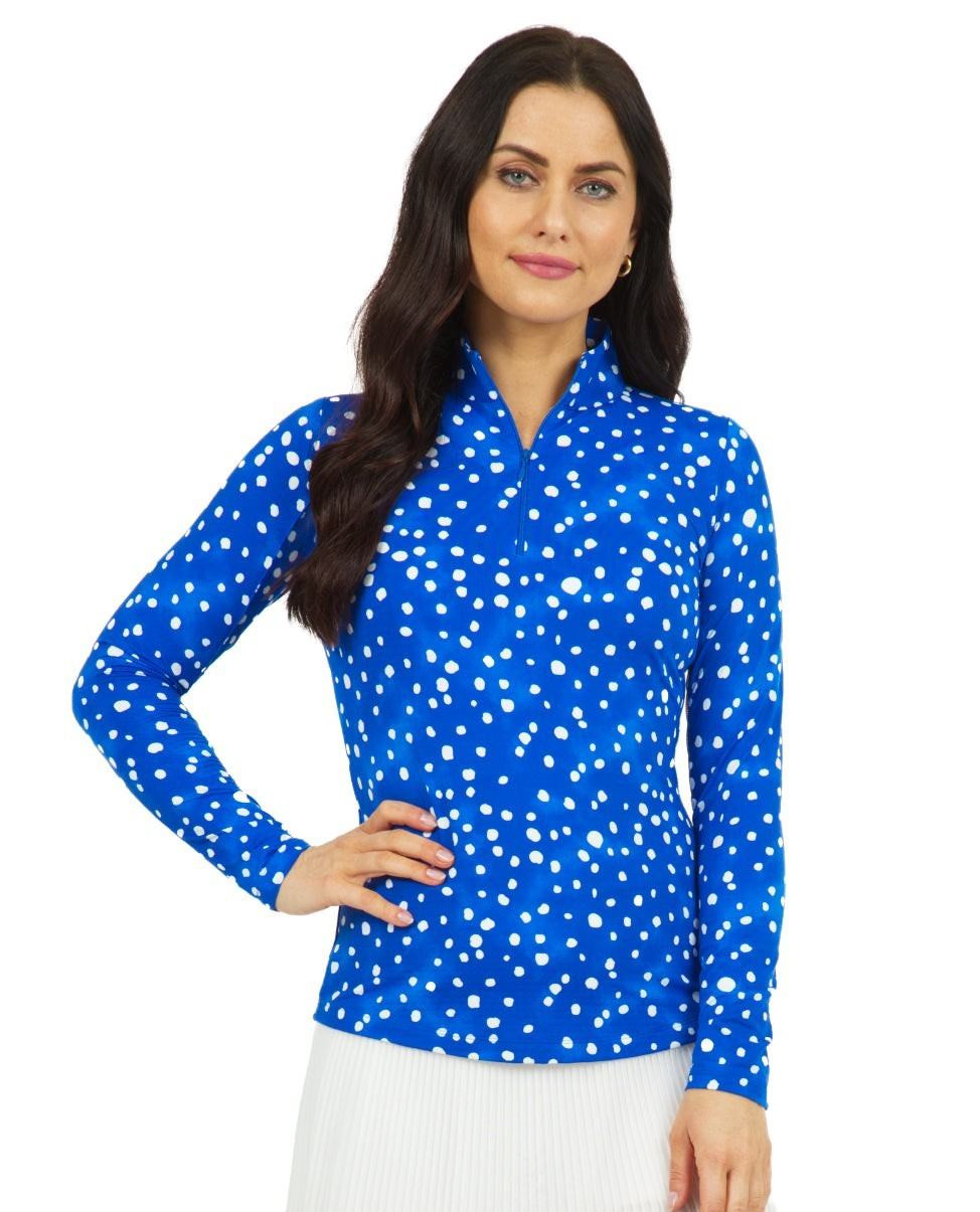 IBKUL Zip Mock Shirt Long Sleeve 