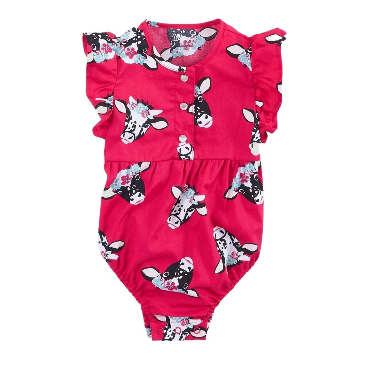 Wrangler Baby Flower Crown Cow Romper- Western Baby Clothes