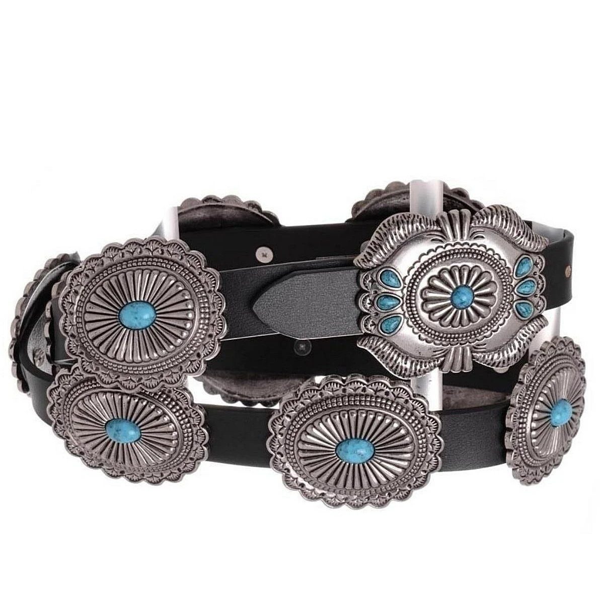 Kamberley Turquoise Concho Leather Belt- Ladies Western Belts