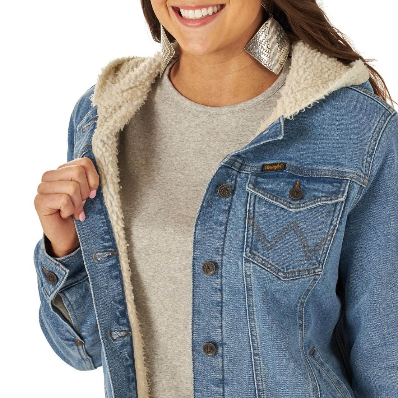 Hfyihgf Womens Sherpa Fleece Lined Denim Jacket Button Down Jean Coats Teen  Girls Long Sleeve Thickened Tops Hooded Jean Jacket（Light Blue,L) -  Walmart.com