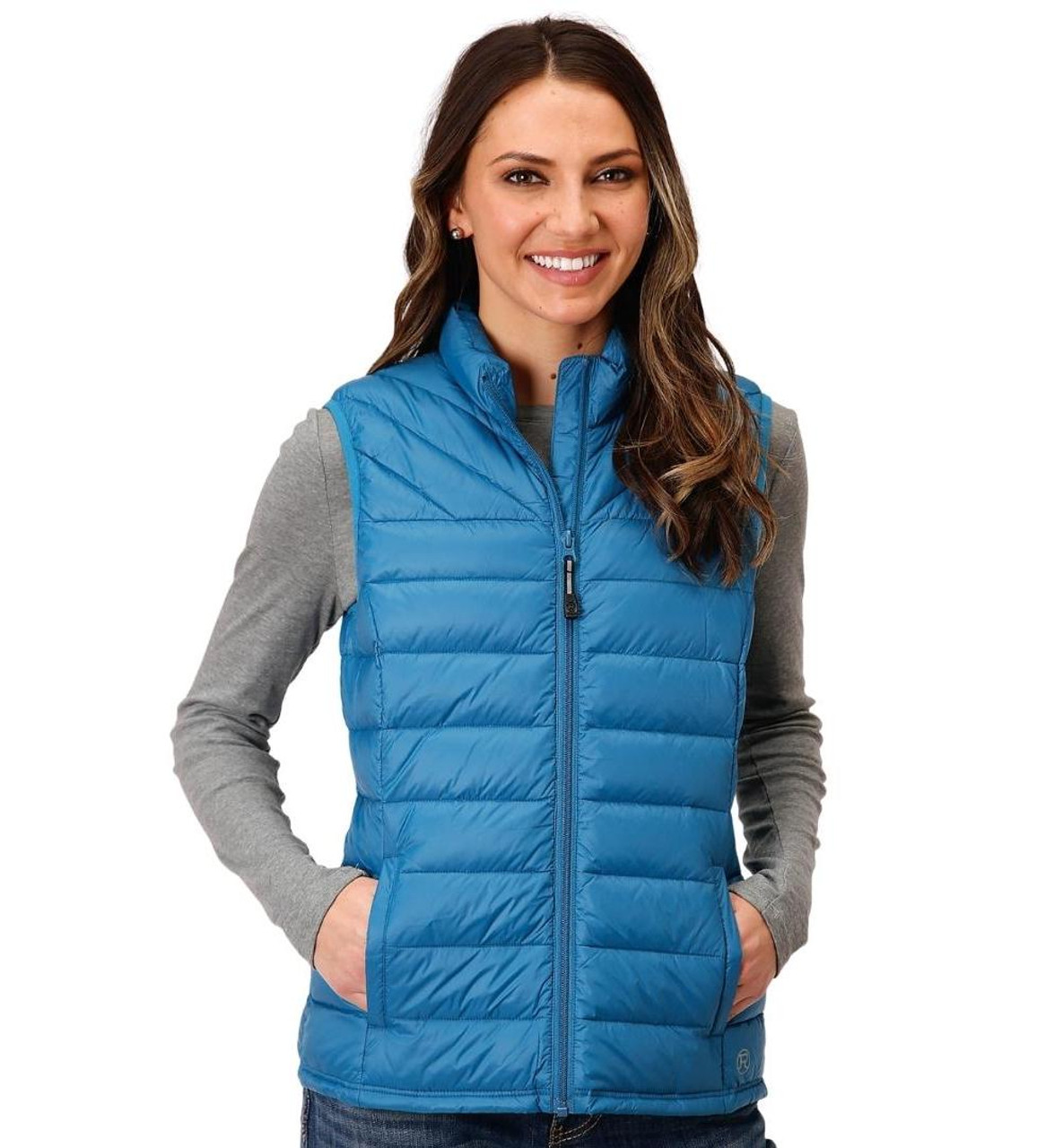 Quilted Hooded Padded Vest, Blue