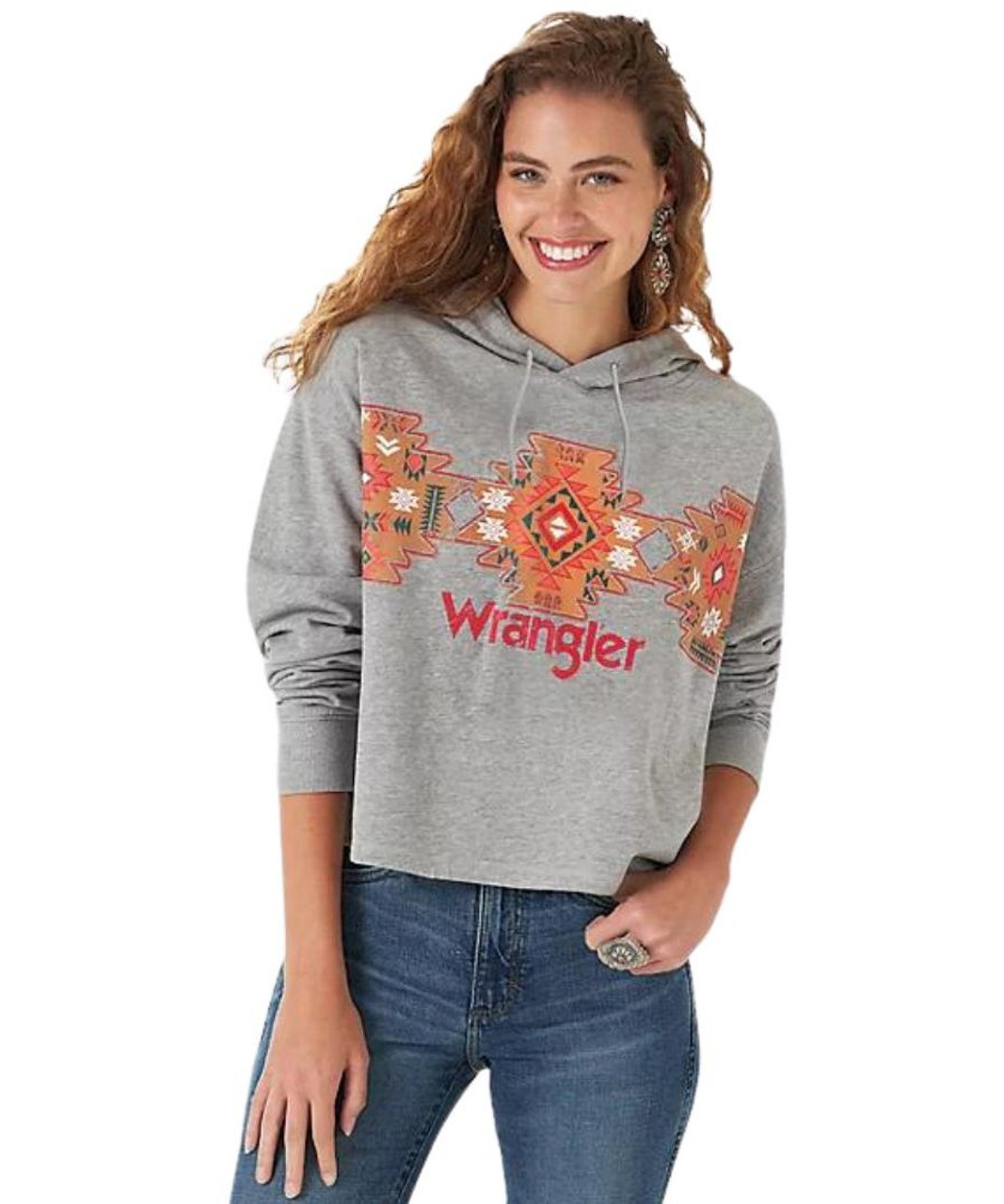 Wrangler Aztec Cropped Hoodie Women s Sweatshirts