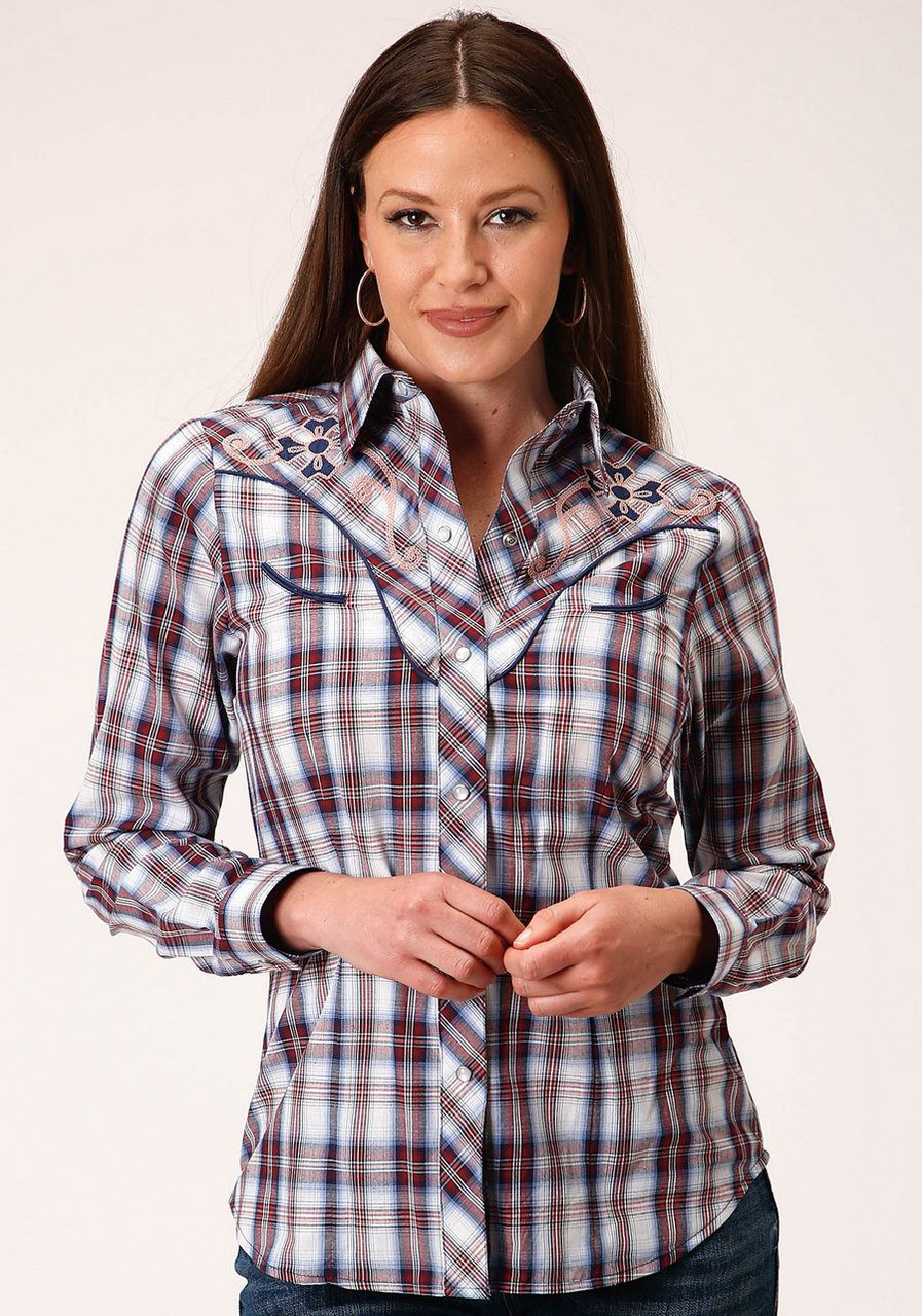 Roper Plaid Embroidered Yoke Shirt- Ladies Western Clothes