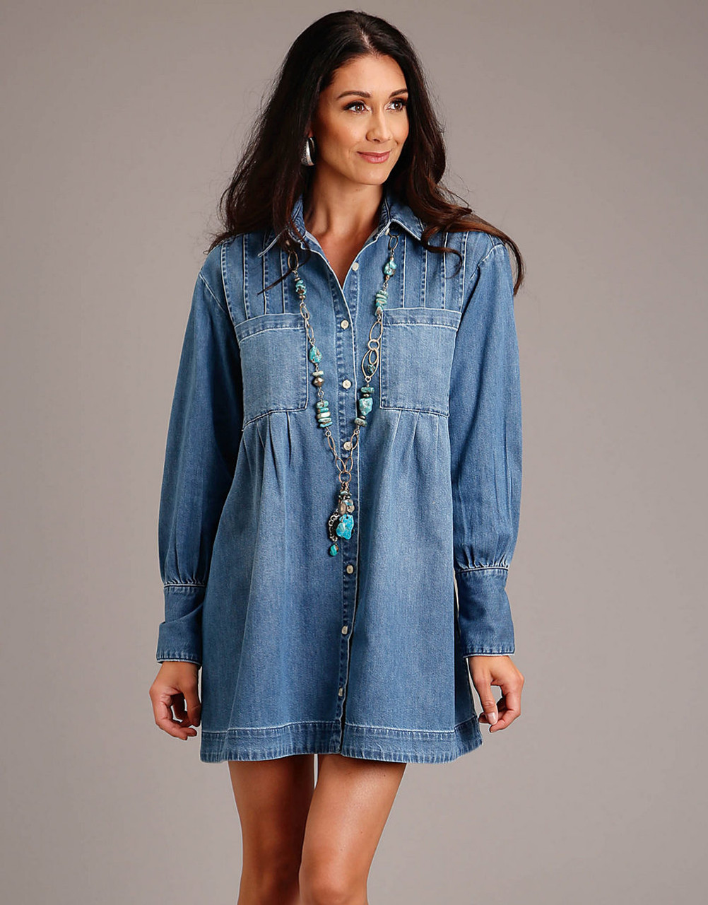 Unbranded Lady Denim Shirt Dress Tie-dyed A-line Button Down India | Ubuy