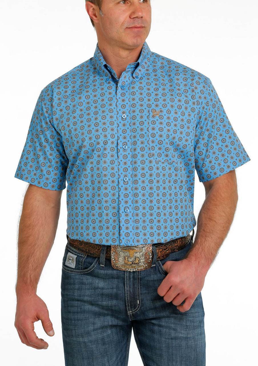 Men's Cinch Geo Print Shirt Short Sleeve