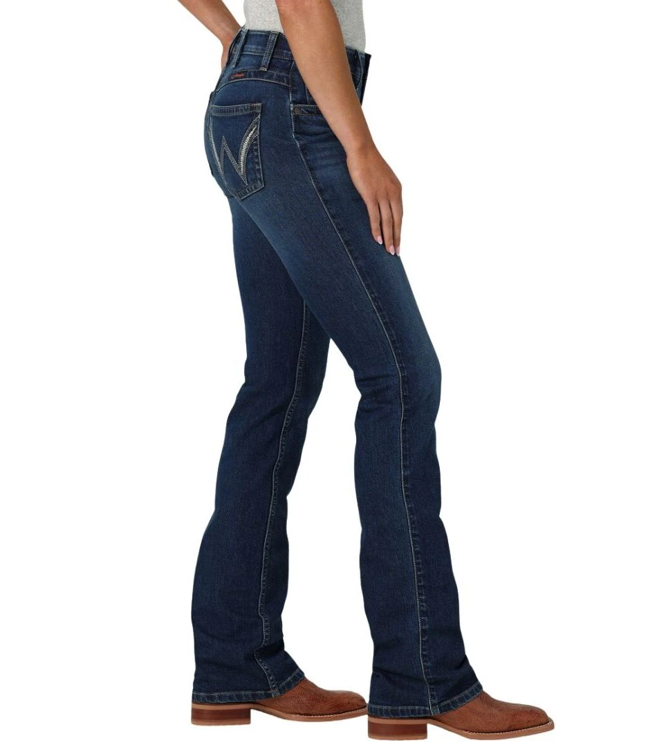 Wrangler Q-Baby Ultimate Riding Jeans Vita Media Bootcut - Shirley, Denim Da Cavalcata - 2