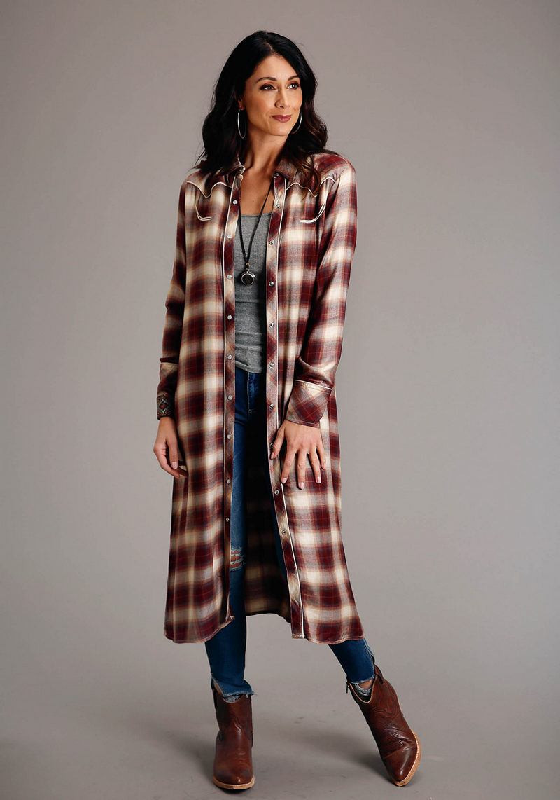 Stetson Long Sleeve Black and Red Plaid Shirt
