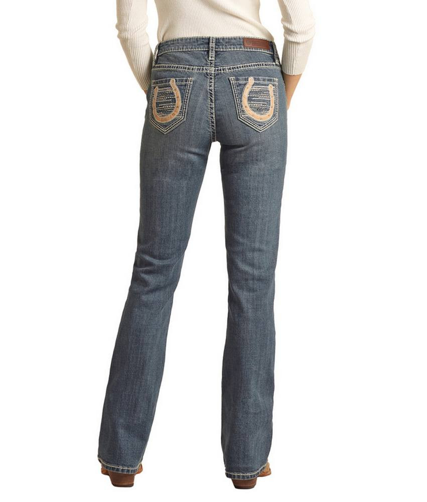 Rock & Roll Denim Horseshoe MR Bootcut Jeans- Ladies Jeans