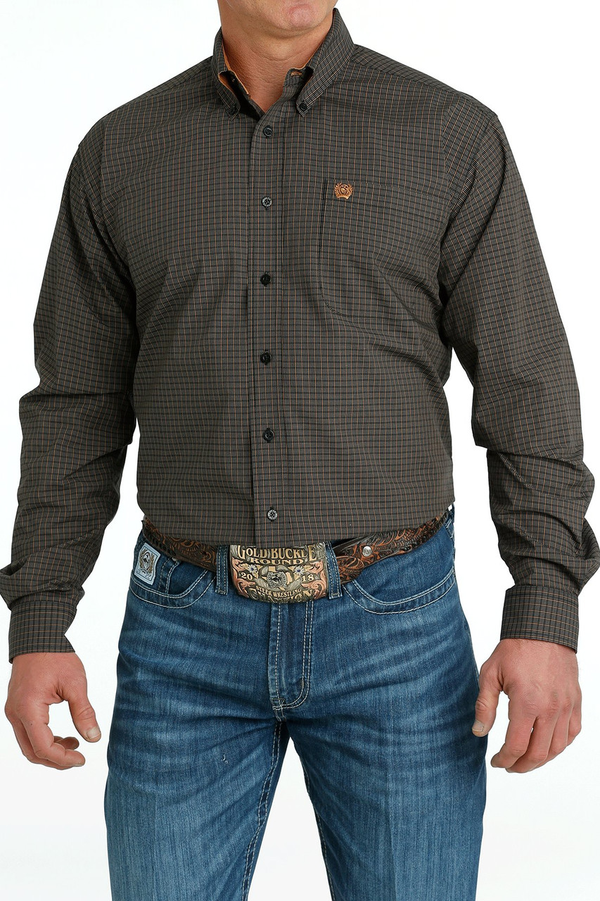 Men's Cinch Black Plaid Button Down Shirt
