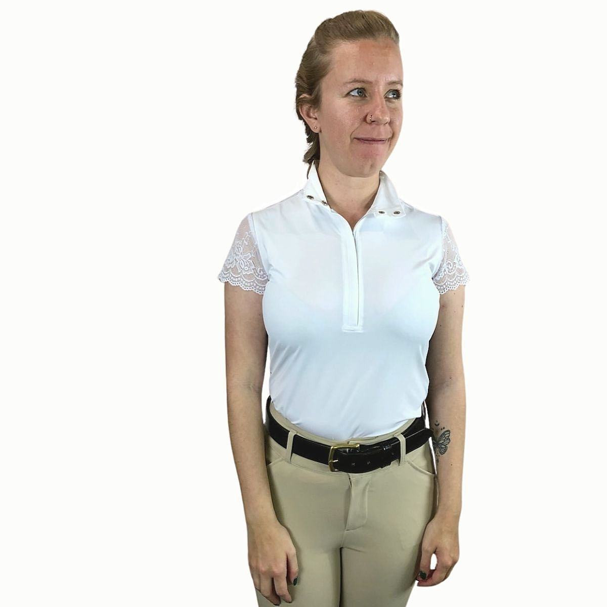 70 Degrees Lace Sleeve SS Show Shirt- Equestrian Shirts