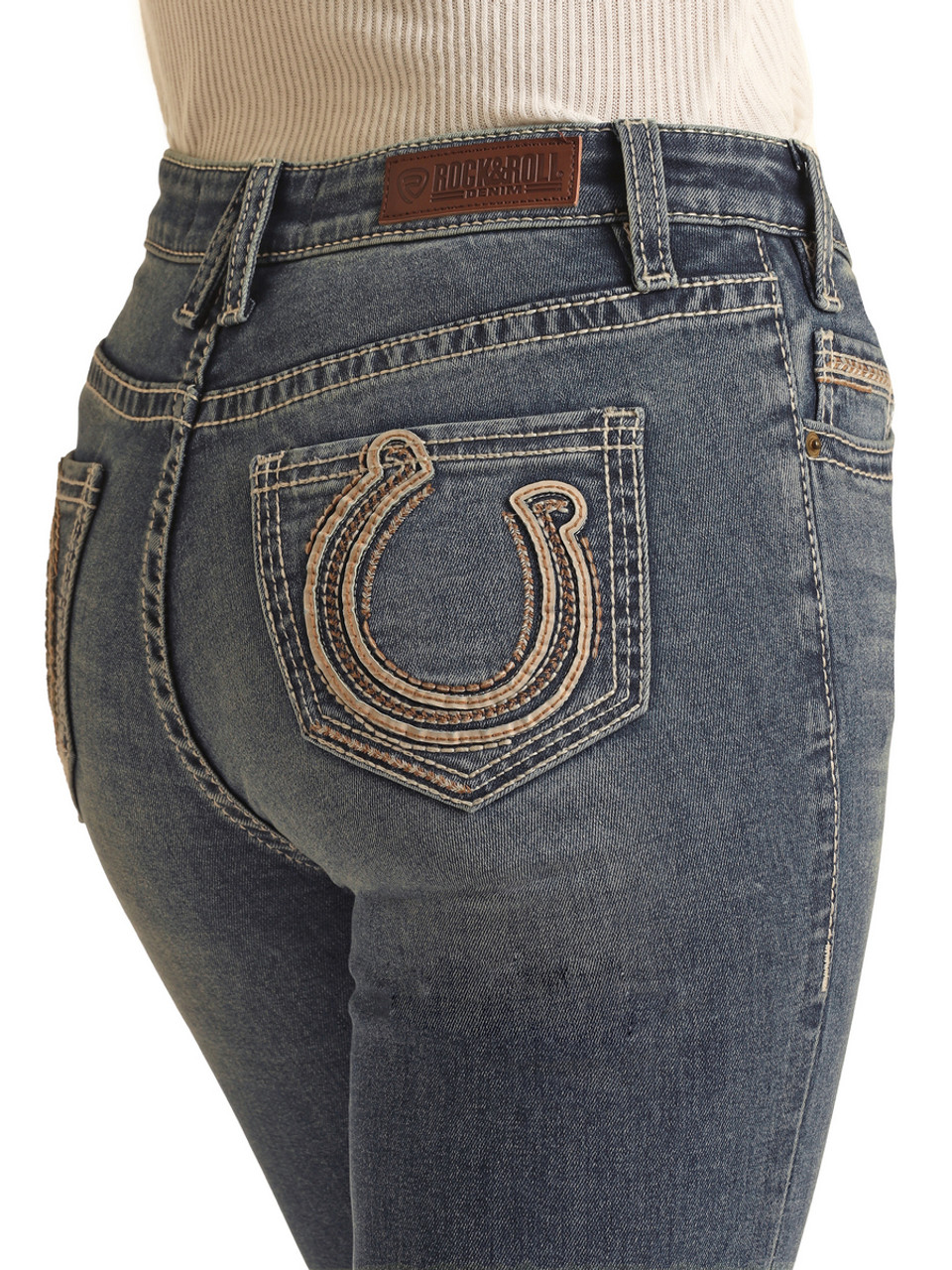 JEEP★LADY'S_Hip Embroidery Denim Pants Rock & Roll Denim Horseshoe Embroidery Jeans- Western Wear