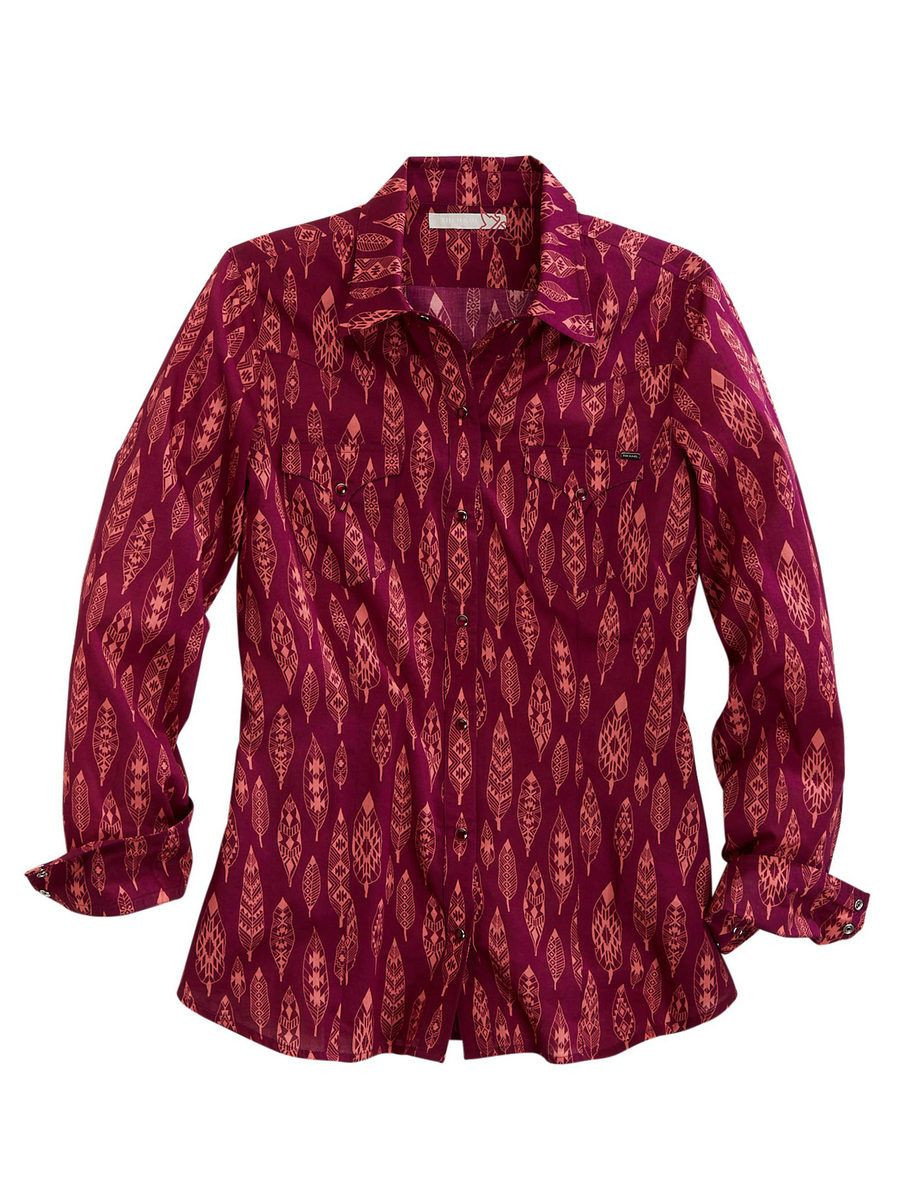 Preloved Printed Feather Shirt - PinkBlack main image 1