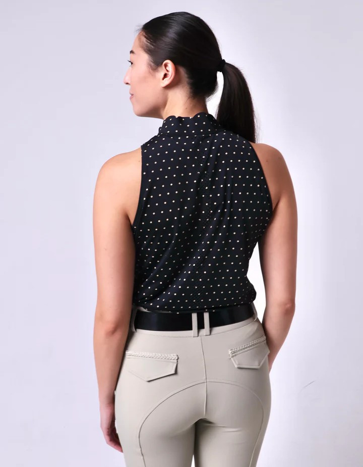 70 Degrees Scallop Collar Dot Sleeveless Sun Shirt- UV 1/4