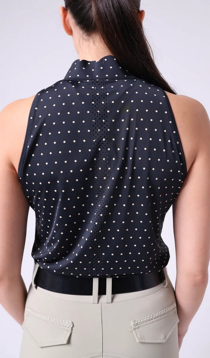 70 Degrees Scallop Collar Dot Sleeveless Sun Shirt- UV 1/4 Zip Tops 