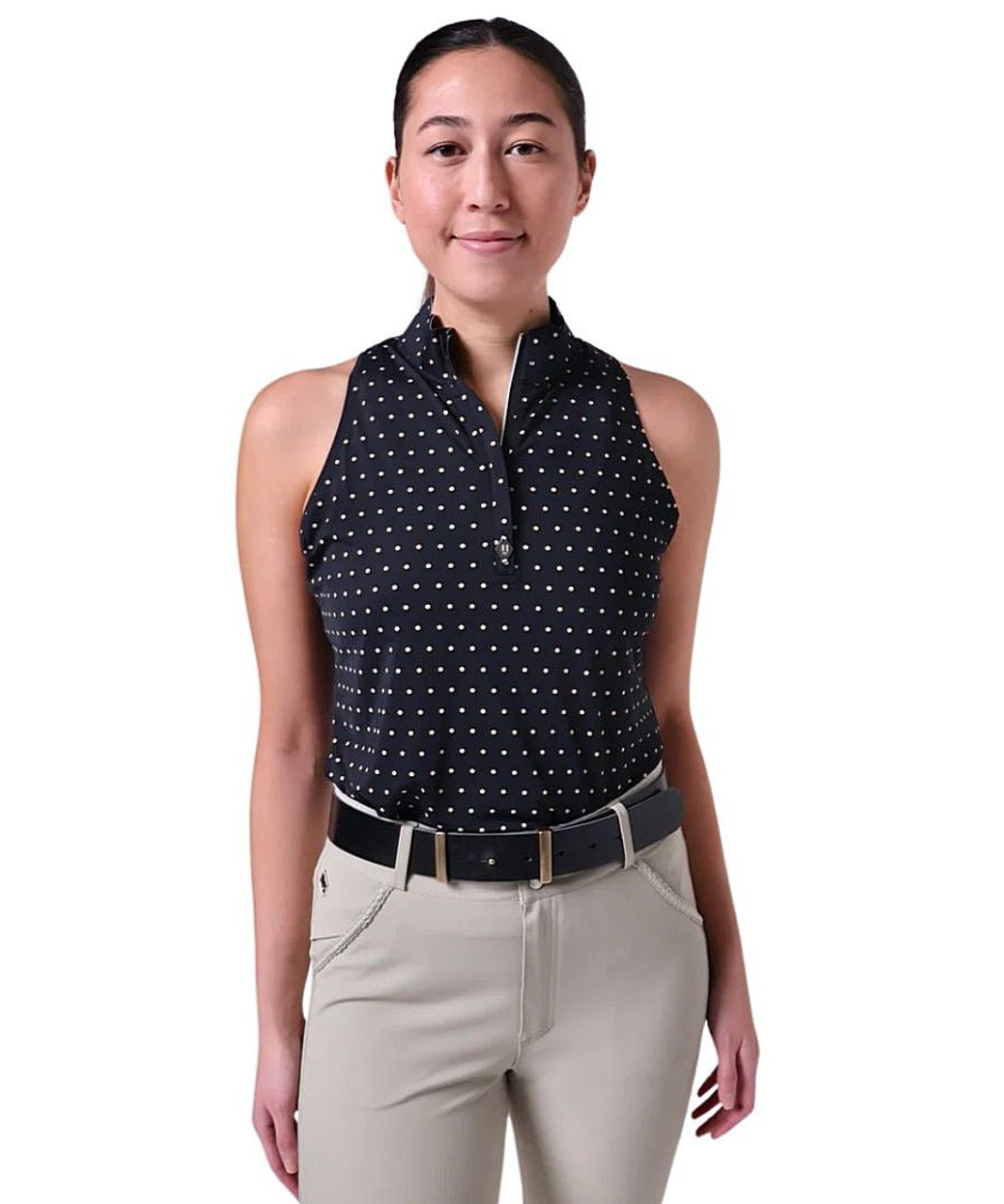 70 Degrees Scallop Collar Dot Sleeveless Sun Shirt- UV 1/4