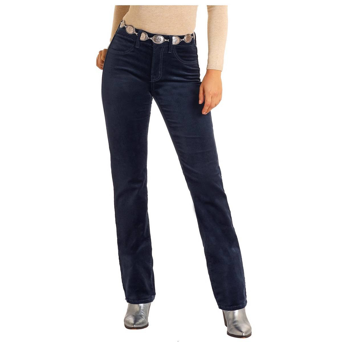 Rock & Roll Denim Blue Velvet Bootcut Jeans