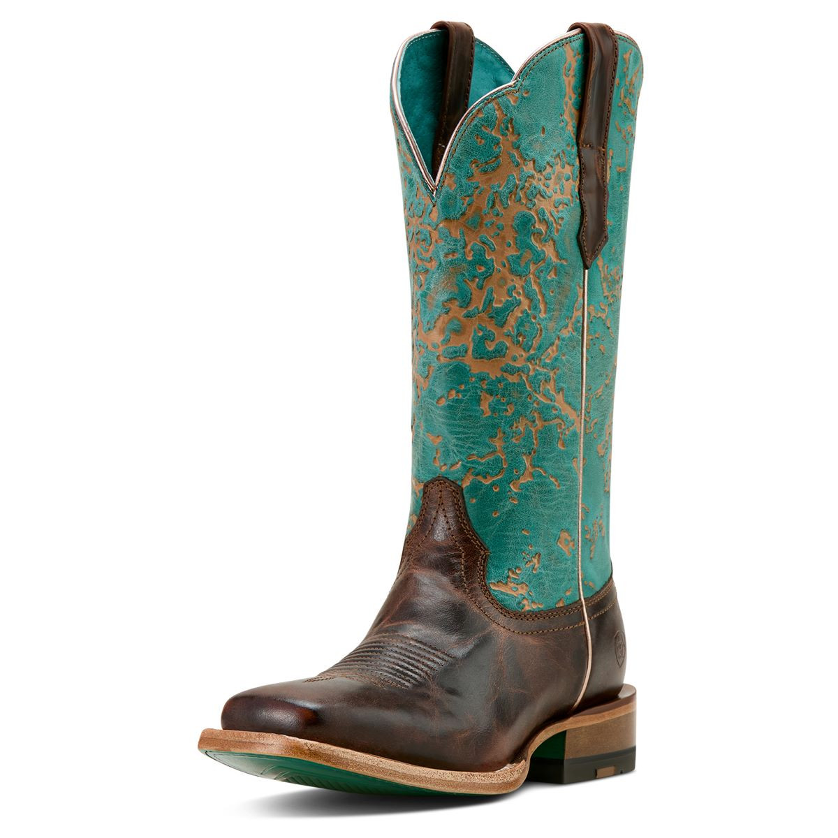 Ariat Black and Brown Western Boots with Turquoise Details The Ladies Showdown from Ariat. https://texasbootcompany.com  main image 3