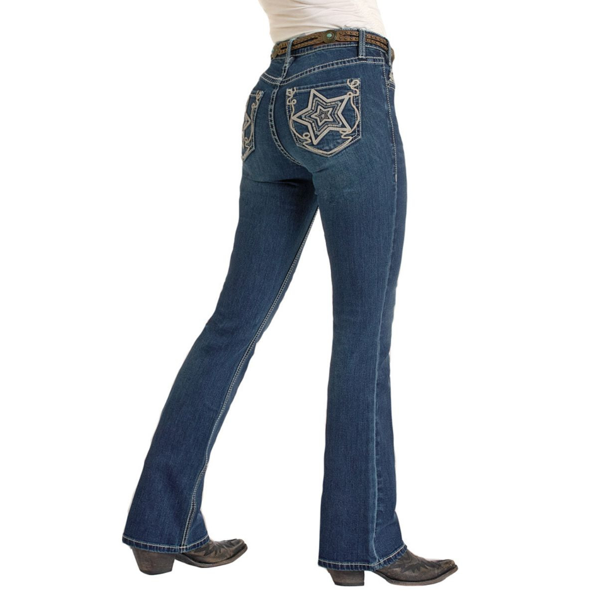 Rock & Roll Denim Star Embroidered Jeans