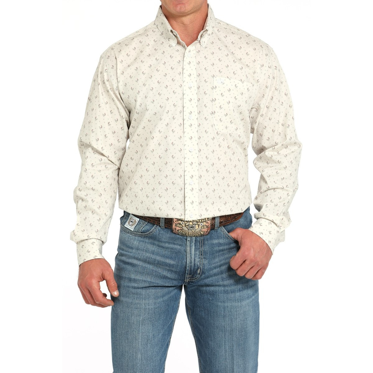 Men's Cinch Classic Fit Rooster Print LS Shirt
